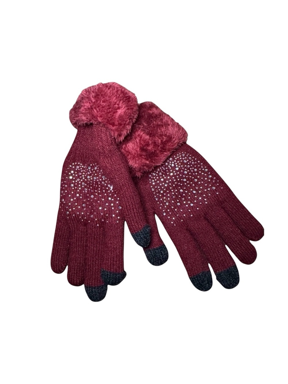Fleece Lined Touchscreen Gloves - Burgundy